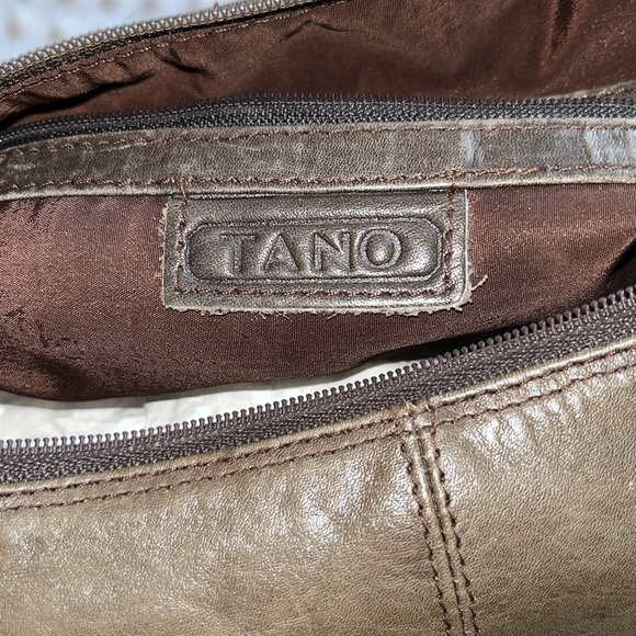 TANO brown/gray leather bucket bag - Picture 3 of 5